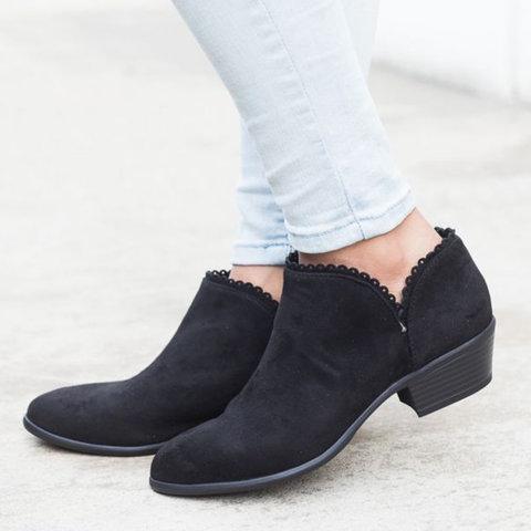 Women Booties Slip On Low Heel Ankle Plus Size Shoes