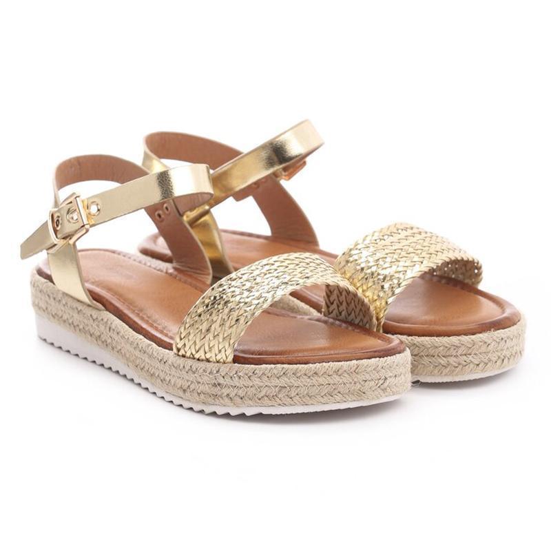 Women Flat Heel Buckle Espadrille Sandals Open Toe Casual Shoes