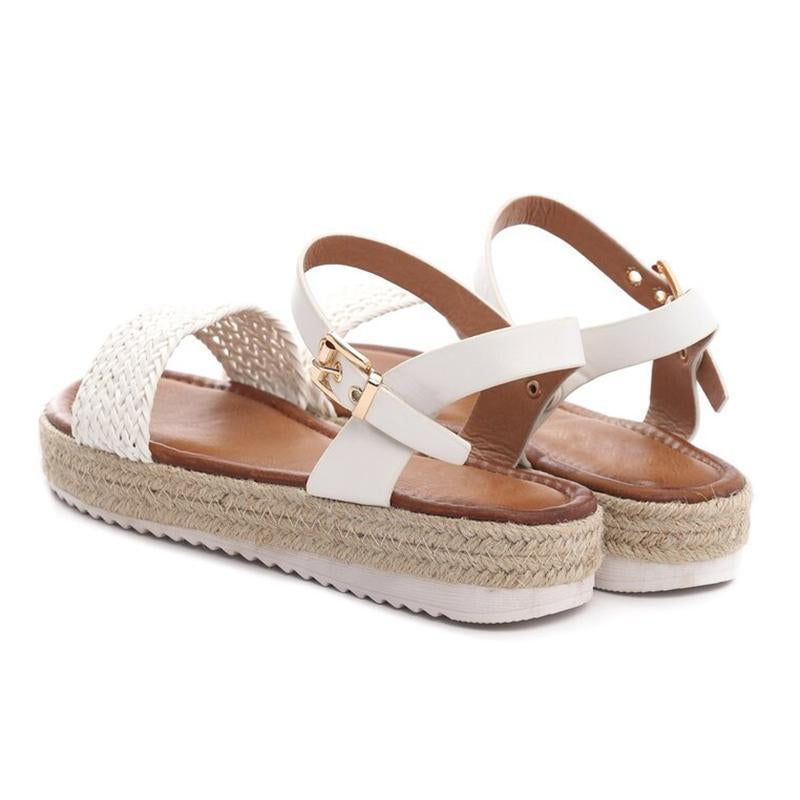 Women Flat Heel Buckle Espadrille Sandals Open Toe Casual Shoes