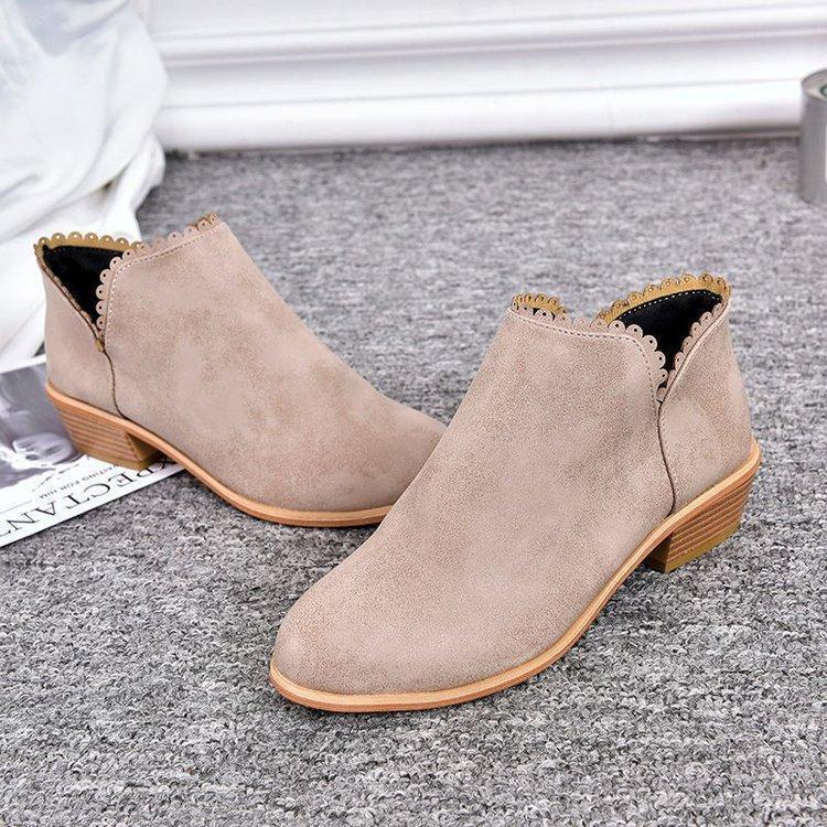 Women Booties Slip On Low Heel Ankle Plus Size Shoes