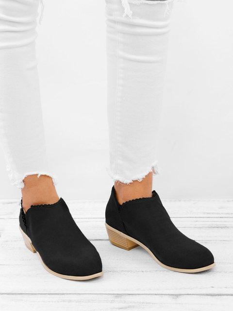 Women Booties Slip On Low Heel Ankle Plus Size Shoes